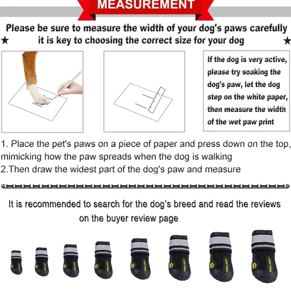 Qumy Waterproof Dog Shoes/Paw Protectors Anti-slip Sole Size 5 (40-55 lbs)